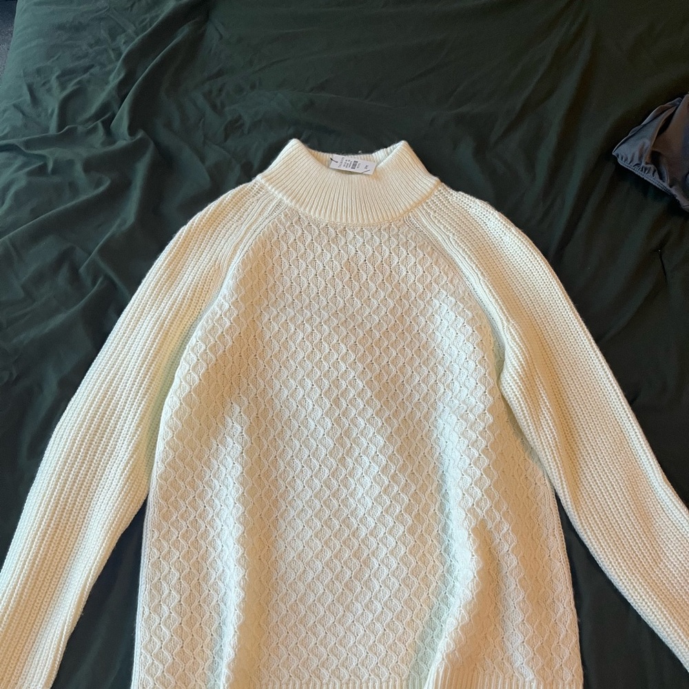 Talbots Cream Textured Turtleneck Sweater